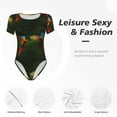 thumbnail image 6 of Daiia Hybrid Parrot in the Forest print Women's Crew Neck Short Sleeve Bodysuit Fashion Tops Fit Casual Basic Extender Bodysuit-Medium, 6 of 9