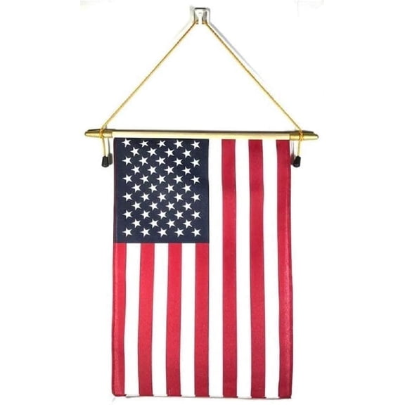 USA 12"x18" Polyester Wall Banner Flags, 12 x18 United States (American) Wall or School Flag Mounted on a Birch Wood Banner Pole, Much Larger Than Mini 4"x6" Banner Flags