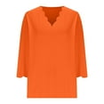 thumbnail image 4 of Fznquz Orange Women's Tee Shirts Plain Fall 3/4 Length Sleeve T Shirt Casual V Neck Solid Clothes,S, 4 of 6