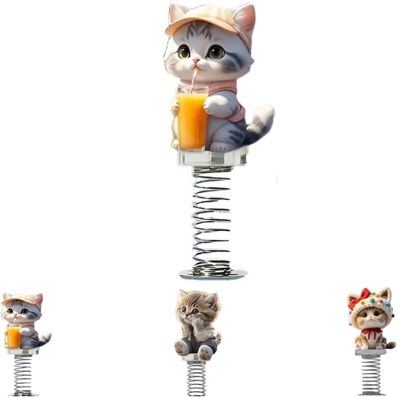 Shy Kitty Bobble, Cute 2D Acrylic Cat Bobbleheads,Funny Cat Ornaments, Fun Bouncing Shaking Dashboard Decor, 3 Styles, Great Gift for Cat Lovers