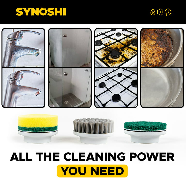Synoshi Electric Spin Scrubber with 3 Cleaning Heads | Extra Replacement  Heads