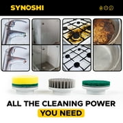 SYNOSHI® Electric Scrubber with 3 Replaceable Brush Heads, Cordless Waterproof Spin Power Cleaner
