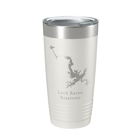

Loch Raven Reservoir Tumbler Lake Map Travel Mug Insulated Laser Engraved Coffee Cup Maryland 20 oz White