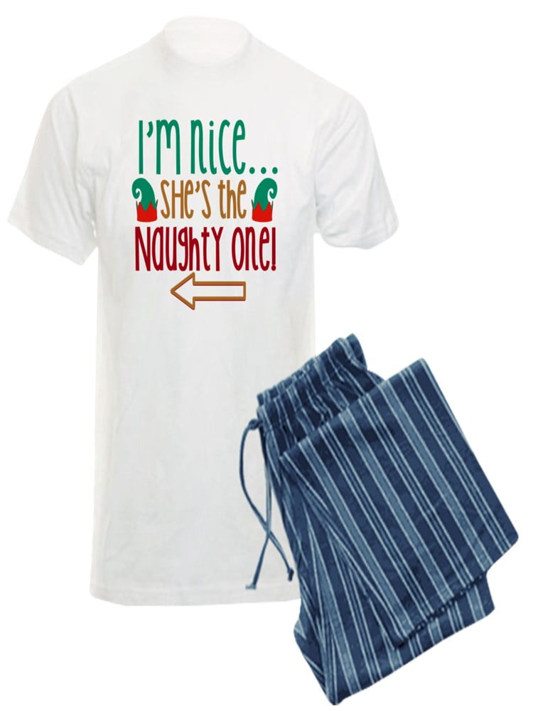 CafePress - Im Nice She's Naughty Elf Hat Pajamas - Men's Light Pajamas