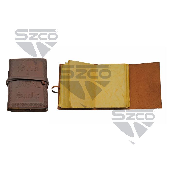 SZCO 5x7 Inch Book of Spells Leather Journal with Strap , Embossed Writing Notebook with 200 Vintage-Style Pages