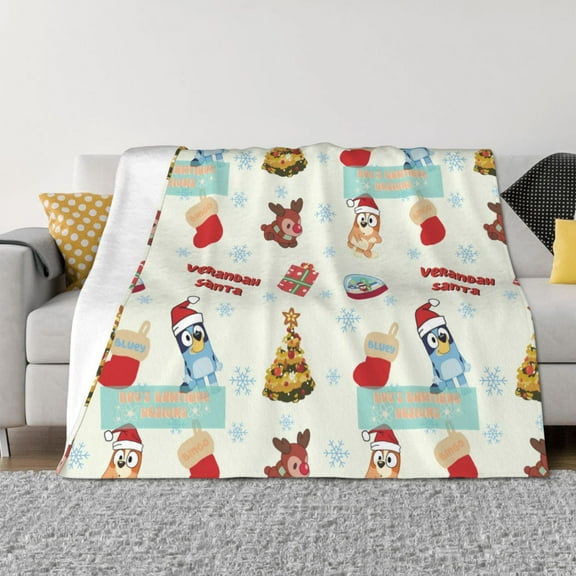 Rozeui Bluey for Flannel Blanket, Soft Fuzzy Plush King Blanket for Winter, Thick and Warm All-Season Bed Throw-50"x40"