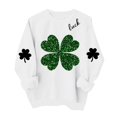 thumbnail image 2 of BRGZLK St.Patrick's Day Sweatshirts for Women Round Neck Print Sweatshirt Long Sleeve Funny Irish Shamrock Graphic Pullover Top Holiday Clothes White M, 2 of 6