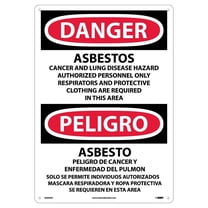 National Marker Asbestos Cancer And Lung Disease. . . (Bilingual) 20X14 Rigid Plastic Danger Sign