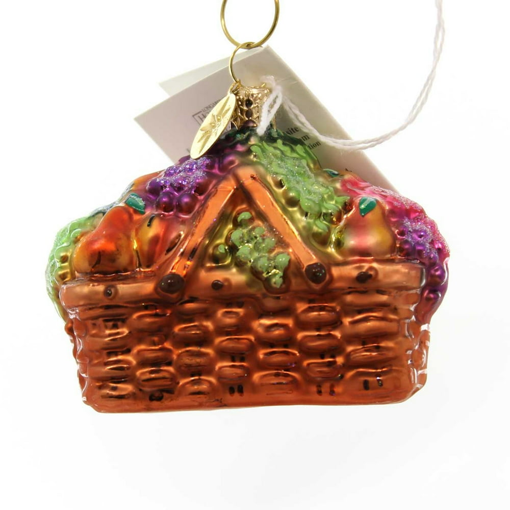 Christopher Radko GATHERING BASKET GEM Blown Glass Ornament Longaberger Fruit