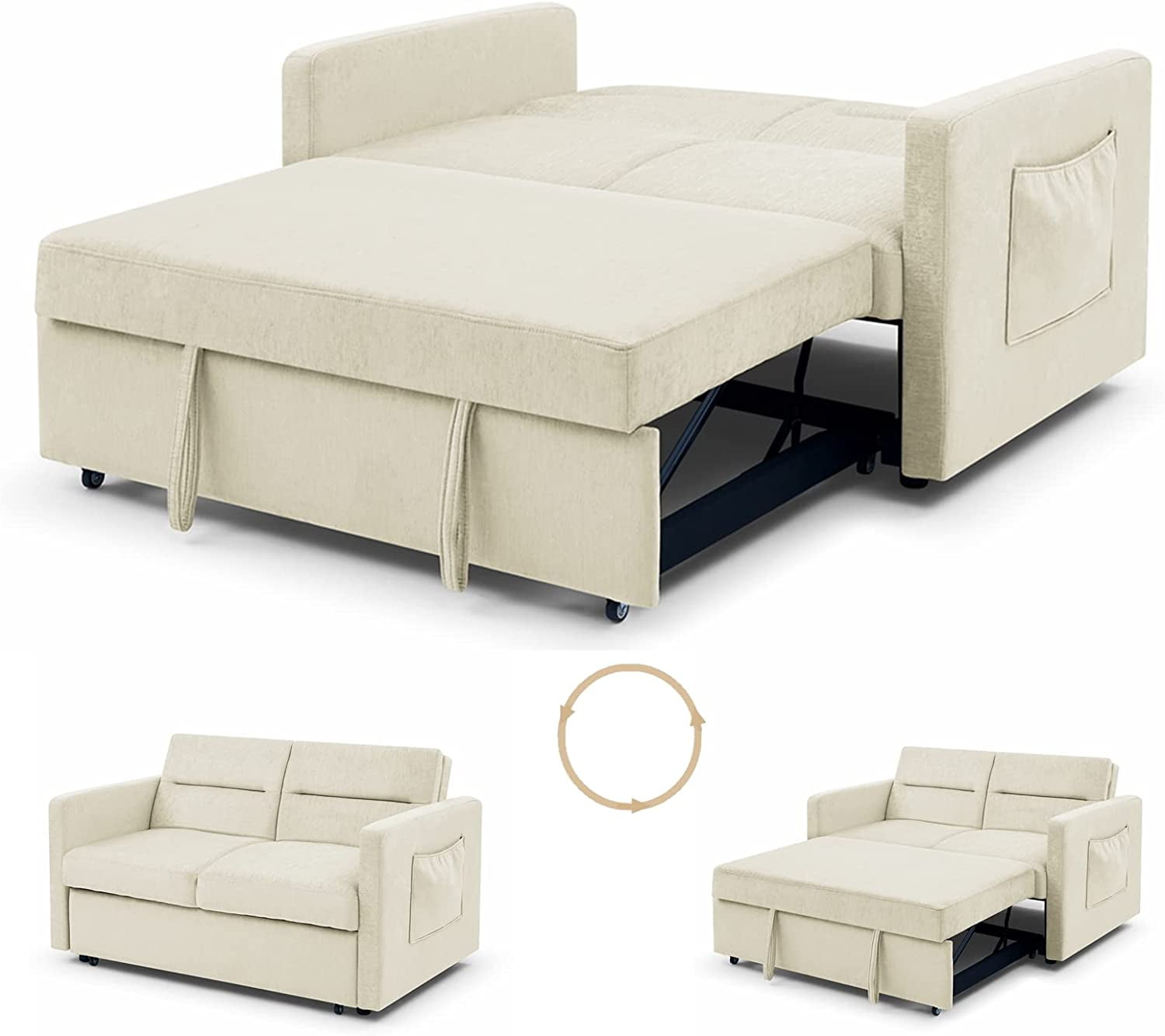 54.5" Pull Out Sofa Sleeper, 3in1 Convertible Sleeper Sofa Bed for