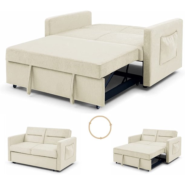 54.5" Pull Out Sofa Sleeper, 3in1 Convertible Sleeper Sofa Bed for