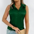 thumbnail image 5 of Felirenzacia Womens Sleeveless Satin Button Down Shirt, Collared Dressy Blouse for Summer Casual Work Office Tops,Green,XL, 5 of 7