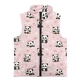 thumbnail image 4 of Xoenoiee Panda Paw Cherry Blossom Print Girls Fuzzy Fleece Vest Trendy Zip Up Sleeveless Sherpa Jacket Stand Collar Winter Coat Outerwear with Pockets, 2T, 4 of 7