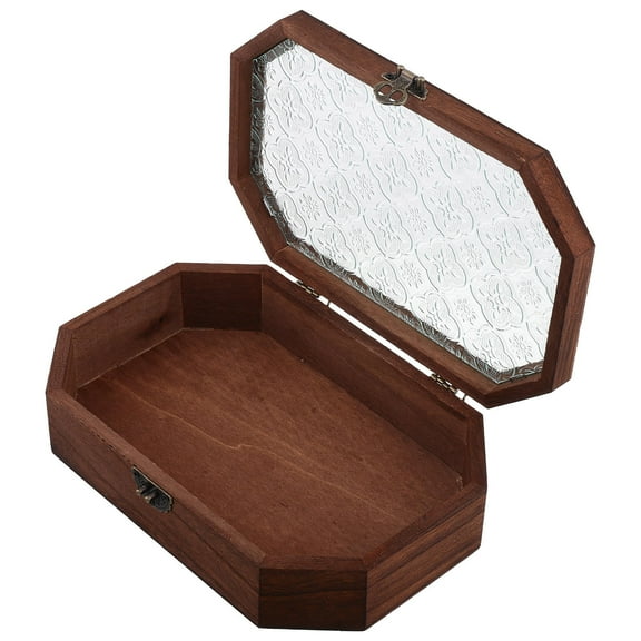 OUNONA Wooden Box With Hinged Lid Wood Storage Box With Lid Wooden Memory Case Keepsake Box Decorative Jewelry Box For Store Jewelry Trinkets