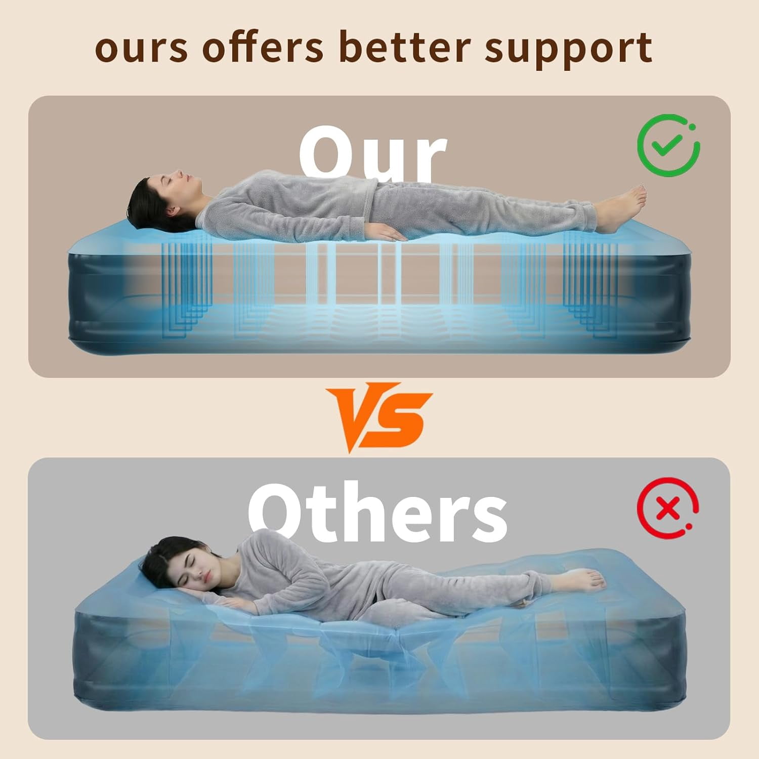 Queen Size self Inflating Blow up air Mattress with Built in Pump Inflatable Camping for Tents inflated Raised airbed