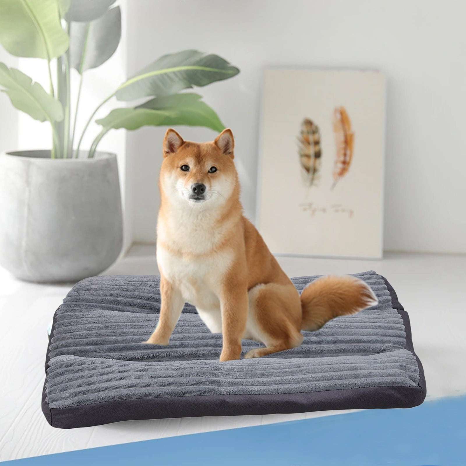 Bfogop Washable Dog Bed Deluxe Plush Dog Crate Beds Comfy Kennel Pad Anti-Slip Pet Sleeping Mat Portable Kennel Pad, Lightweight Travel Flat Pet Beds for Indoor& Outdoor Dogs 23 x18.5 in