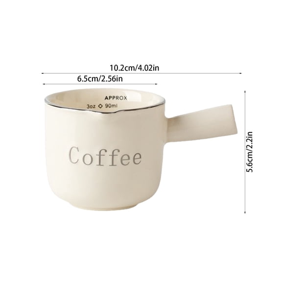 Momihoom Ceramic 3-Ounce Mini Milk Cup, Graduated Measuring Cup for Coffee and Beverages
