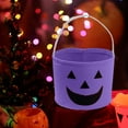 thumbnail image 4 of Halloween Storage Bucket Large Capacity Basket | Pumpkin Design | Non-Woven Fabric | Purple Pink | 20x20x18cm | Reinforced Tear-Resistant Handbag for Candy, Gifts, Crafts, Home Decor, 4 of 6