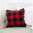 thumbnail image 2 of Buffalo Plaid Red and Black with Pom Pom Design Throw Pillow (Pom Pom Pillow Case+Insert 17"x17"), 2 of 3