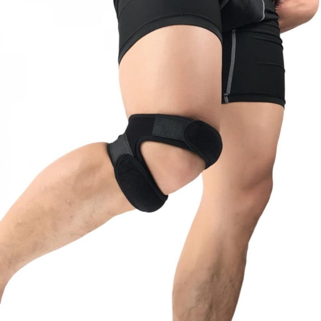 Double Sangle de Genou de Rotule pour le Soulagement de la Douleur au Genou Réglable en Néoprène Genouillère pour la Protection de Récupération des Blessures de l'Arthrite de l'Arthrite Sauteur Tennis 12 '' - 17 ''