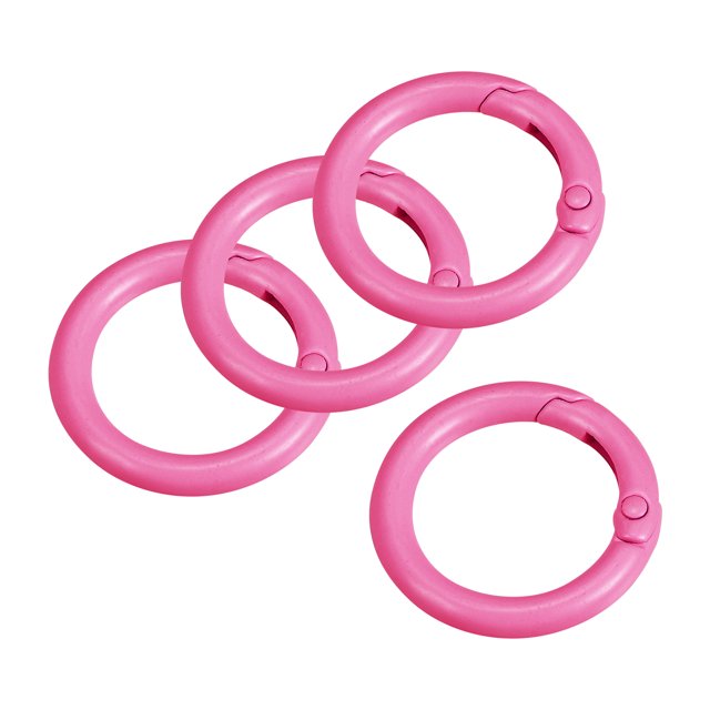 Unique Bargains Round Spring O Rings, 27mm/ 1.06' Trigger Buckle Snap, Carbon Steel Pink, 4 Pack