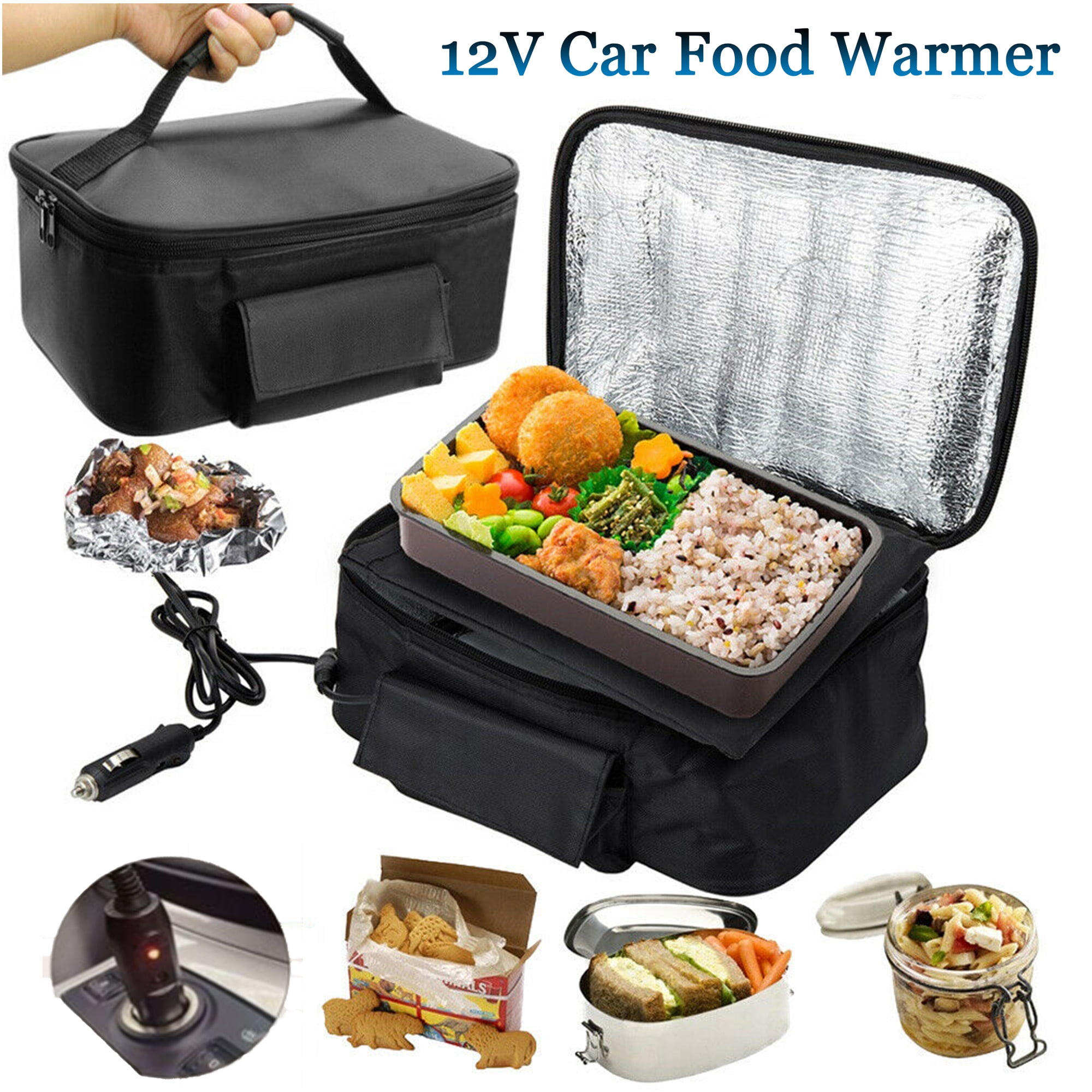 Orange Car Electric Lunch Box 12V Portable Heating Lunch 1-2L Food Warmer 40W 