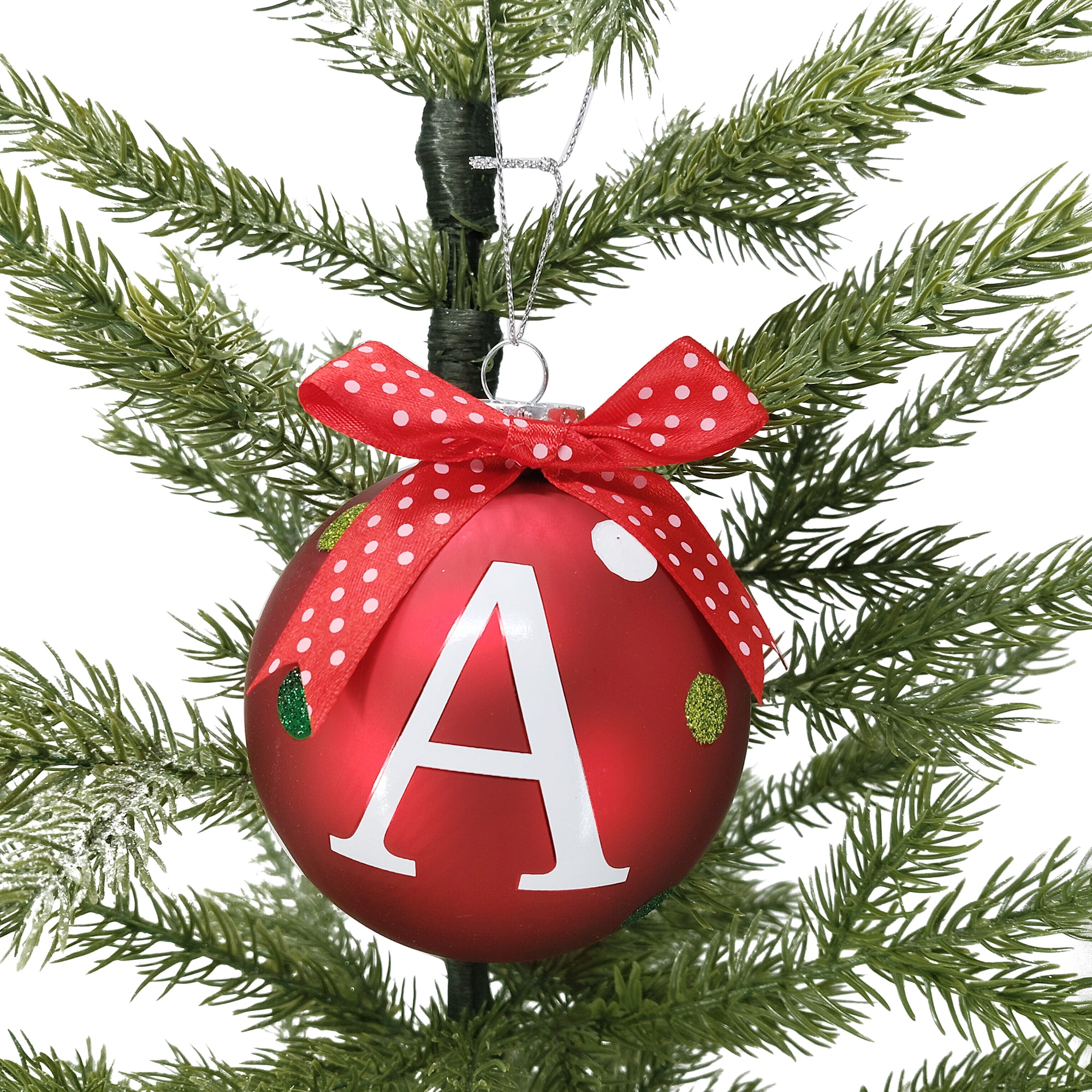 HOLIDAY TIME A RED LETTER GLASS ORNAMENT