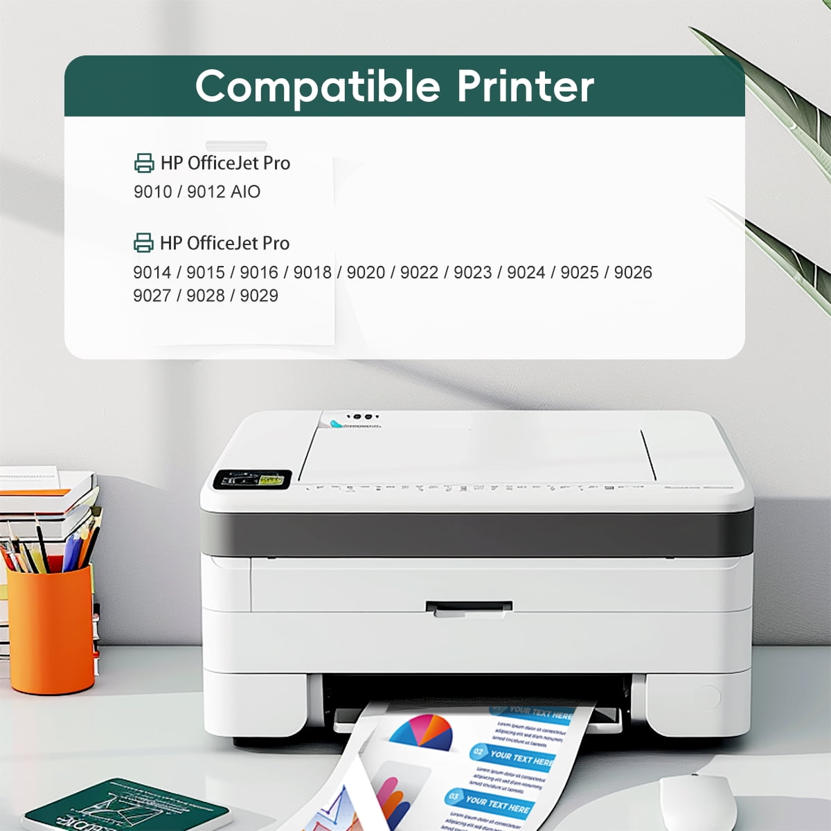 962 Ink Cartridges Compatible for 962 962 XL Ink Cartridges for 9018e 9015e 9010 Series Printer (4 Packs)