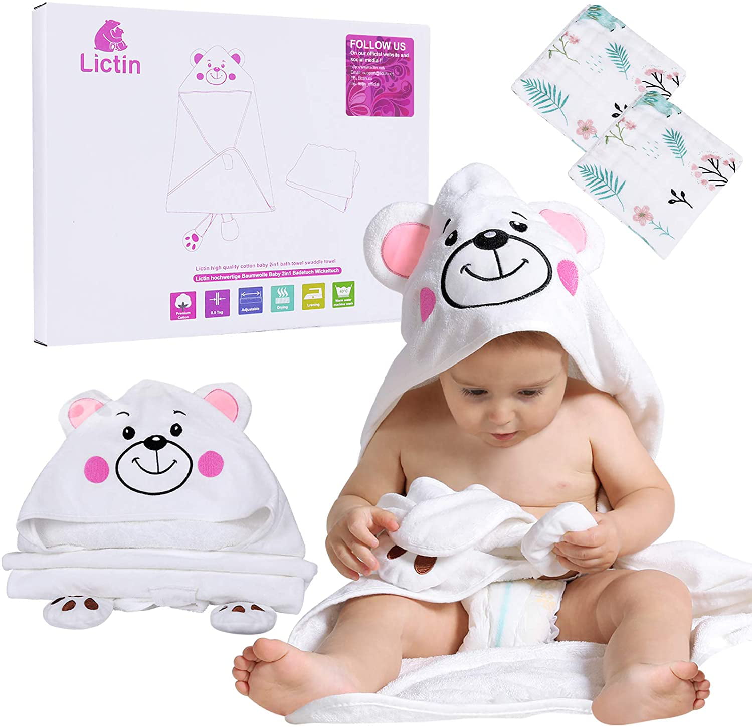 Baby Infant Newborn Bath Towel Pure Cotton Infant Towel Newborn Bath Towel 