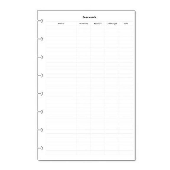 Pasword Tracker, Password Log for 8 Disc Planners