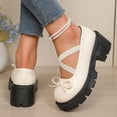 thumbnail image 7 of Bkhluea Women Cross Strap Bow Mary Jane Platform Shoes Comfortable Footwear For Office Casual Outdoor Daily Activities, 7 of 7