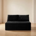 thumbnail image 2 of CQHXIAO Modern Corduroy No-Legs Loveseat Sofa, Compressed 2-Seater for Home Interiors, Black, 2 of 9