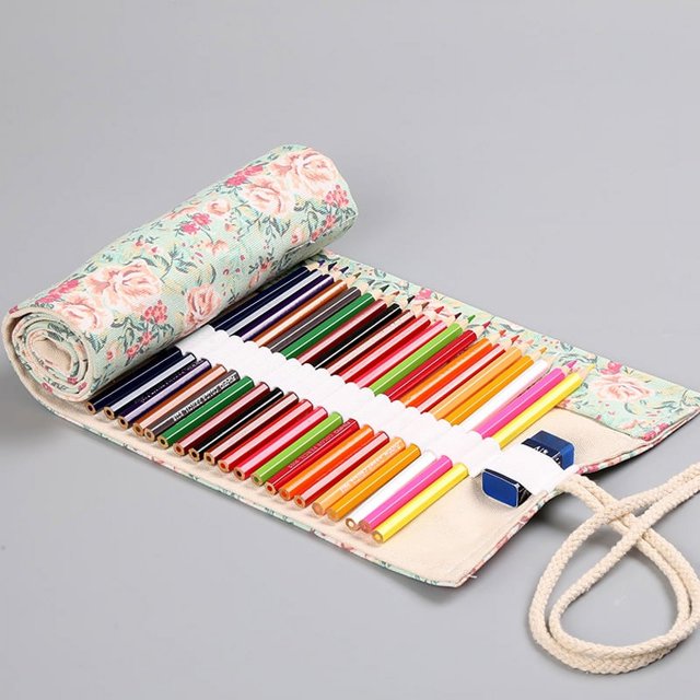Estuche enrollable de lona con 36 agujeros, estuche para lápices, estuche para lápices, estuche para lápices de colores, para niños, niñas, niños, adolescentes, adultos, estudiantes, pintor, 10 JM