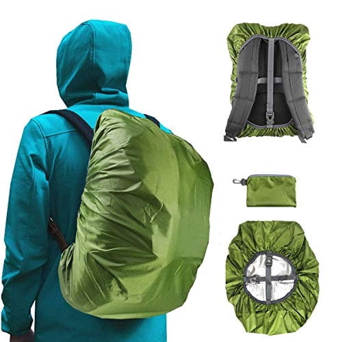 Cubierta impermeable para mochila Frelaxy, Triple impermeabilización mejorada, Correa antideslizante (Verde militar, M (25L-35L))
