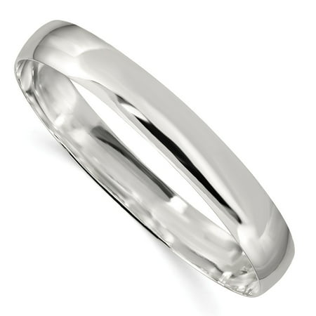 Sterling Silver 9.75 MM Solid Polished Plain Slip-On Bangle Bracelet, 7.5