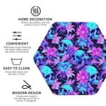 thumbnail image 3 of Lsque Flower Happy Skull Pattern 4" Drink Coasters Set of 4, PVC Leather Absorbent Coasters, Table Coaster Set Decorative Coffee Cup Coasters Housewarming Gift -Hexagon, 3 of 6