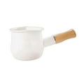 thumbnail image 3 of Olla de leche esmaltada, cacerola pequeña para cocinar, olla para gachas, olla para derretir mantequilla, olla multifuncional para leche, olla para sopa para viajes en RV y hogar Blanco, 3 of 9
