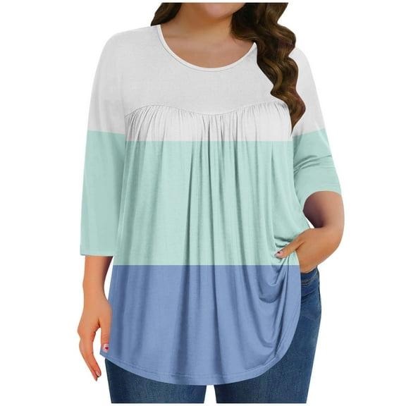 Women Plus Size Tops Cut Out V Neck 3/4 Sleeve Blouses Dressy Casual Tunic Tops to Wear with Leggings