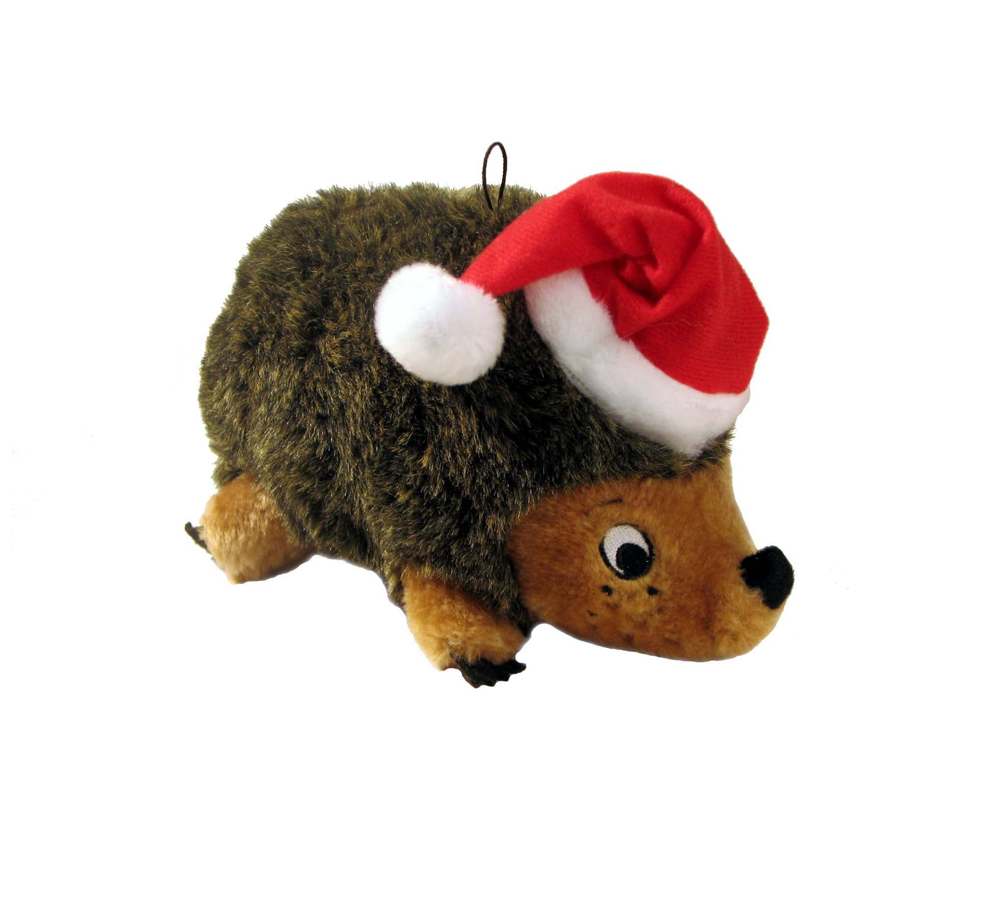 Outward Hound Holiday Hedgehogz Plush Dog Toy, Brown, Small