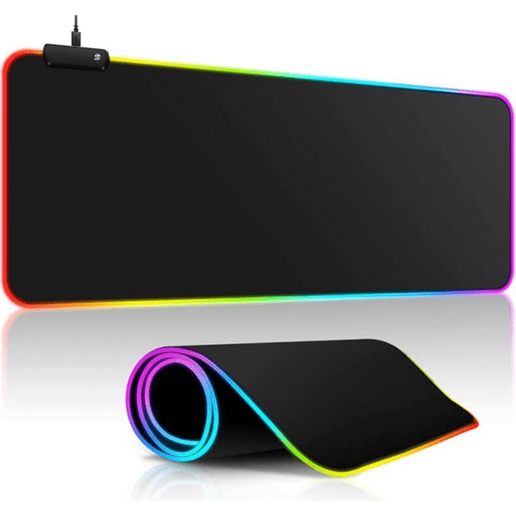 Large 31.50x11.81x0.16inch RGB Gaming Mouse Pad,LED Soft Extra Extended Mouse Pad,Anti-Slip Rubber Base,for Laptop Computer PC Games