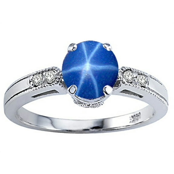 Tommaso Design� Created Star Sapphire and Genuine Diamond Engagement Ring