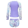 thumbnail image 2 of Moggemol Littl E Big Girls Floral 2 Pcs Rash Guard Sets Zip Neck Swim Shirts With Shorts Swimsuits Lavender 8Y, 2 of 7