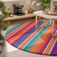 thumbnail image 3 of Round Area Rugs 6Ft, Mexican Style Non-Slip Washable Circle Rugs Carpet, Colorful Mexico Stripes Orange Purple Indoor Outdoor Rug Floor Mats Throw Runner for Bedroom Living Room Bathroom, 3 of 8