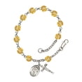 thumbnail image 1 of St. Paul the Apostle Silver Plate Rosary Bracelet 6mm November Yellow Fire Polished Beads Crucifix Size 5/8 x 1/4 medal charm, 1 of 1