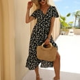 thumbnail image 7 of USSUMA Summer Dresses for Women Casual Floral Print Ruffle Wrap Flowy Boho Long Maxi Beach Party Sundresses Short Sleeve Plus Dresses V Neck Sun Dress Wedding Guest, 7 of 7
