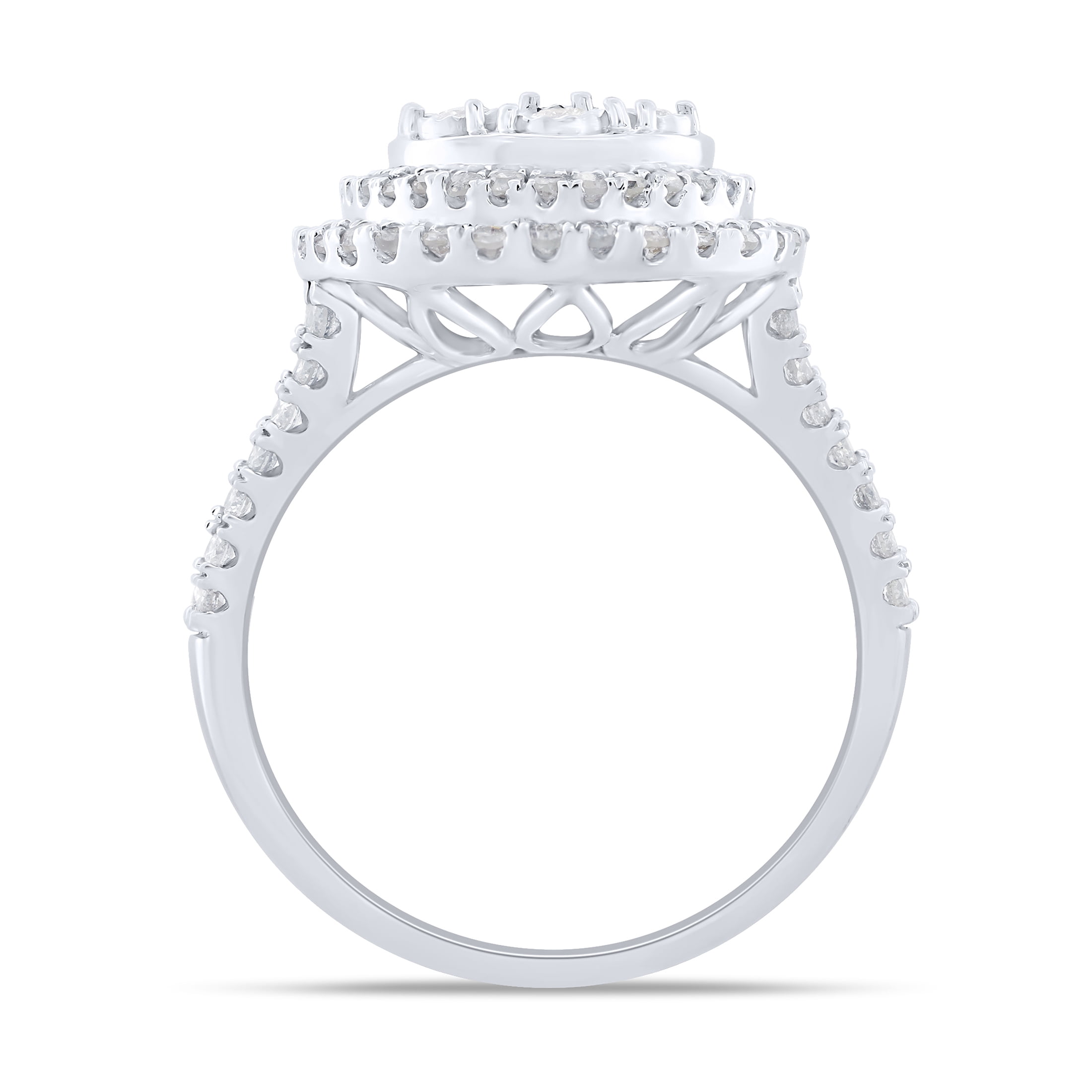 10k White Gold 1 Ct.T.W. Diamond Pear Cluster Ring