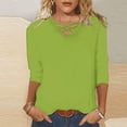 thumbnail image 4 of Ruyang 3/4 Length Sleeve Womens Tops Summer V Neck Blouses Trendy Stripe Gradient Shirts Dressy Casual Loose Tees Tops for Women, 4 of 5