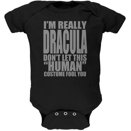 Halloween Human Dracula Costume Black Soft Baby One Piece