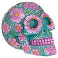 thumbnail image 4 of Northlight Day of the Dead Skull Coin Bank - 7.75" - Teal Blue and Pink, 4 of 8