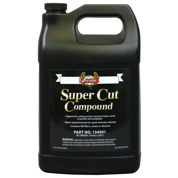 Presta 134501 Super Cut Compound for Removing P800 Grit, Heavy Sand Scratches and Oxidation - 1 Gallon
